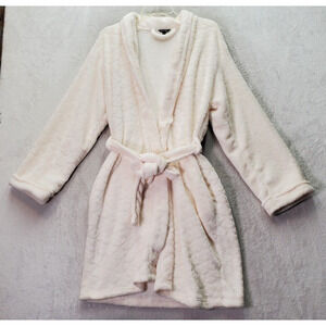 Just Love Bathrobes Women's Large Ivory Plush Super Softโ Open Front Drawstring